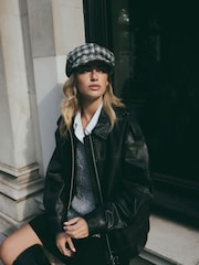 Monochrome Check Baker Boy 100% Cotton Hat - Image 1 of 7