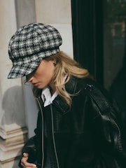 Monochrome Check Baker Boy 100% Cotton Hat - Image 2 of 7