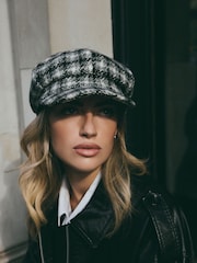 Monochrome Check Baker Boy 100% Cotton Hat - Image 4 of 7