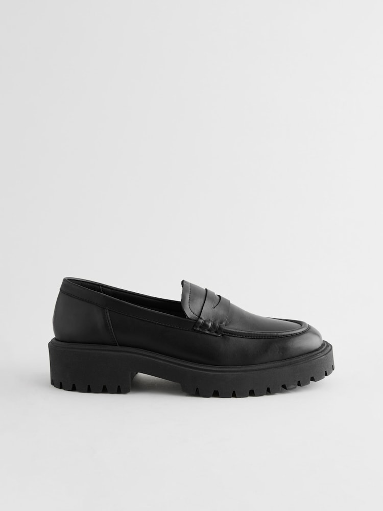 Black Premium Chunky Leather Loafers - Image 2 of 5