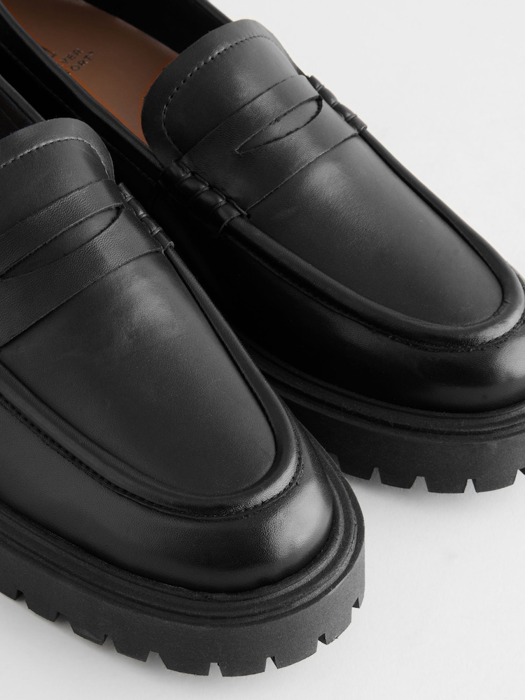 Black Premium Chunky Leather Loafers - Image 5 of 5
