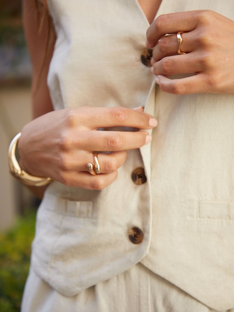 Threadbare Cream Linen Blend Waistcoat - Image 5 of 5