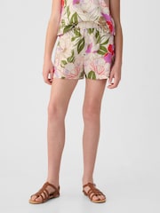 Gap Natural Floral Linen Cotton Pull On Shorts (4-13yrs) - Image 1 of 6