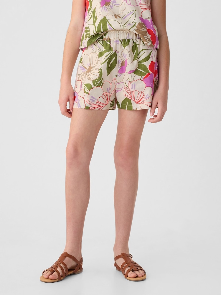 Gap Natural Floral Linen Cotton Pull On Shorts (4-13yrs) - Image 1 of 6
