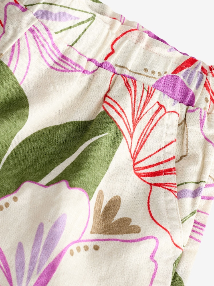 Gap Natural Floral Linen Cotton Pull On Shorts (4-13yrs) - Image 6 of 6
