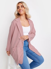 Yours Curve Pink Textured Blazer - Image 1 of 5