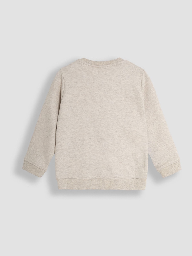 JoJo Maman Bébé Natural Santa And Reindeer Tractor Sweatshirt - Image 2 of 5