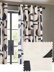 HÖEM Dusk Carro Abstract Geometric Eyelet 100% Cotton Curtains - Image 1 of 5