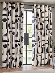 HÖEM Dusk Carro Abstract Geometric Eyelet 100% Cotton Curtains - Image 2 of 5