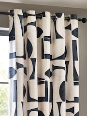 HÖEM Dusk Carro Abstract Geometric Eyelet 100% Cotton Curtains - Image 3 of 5