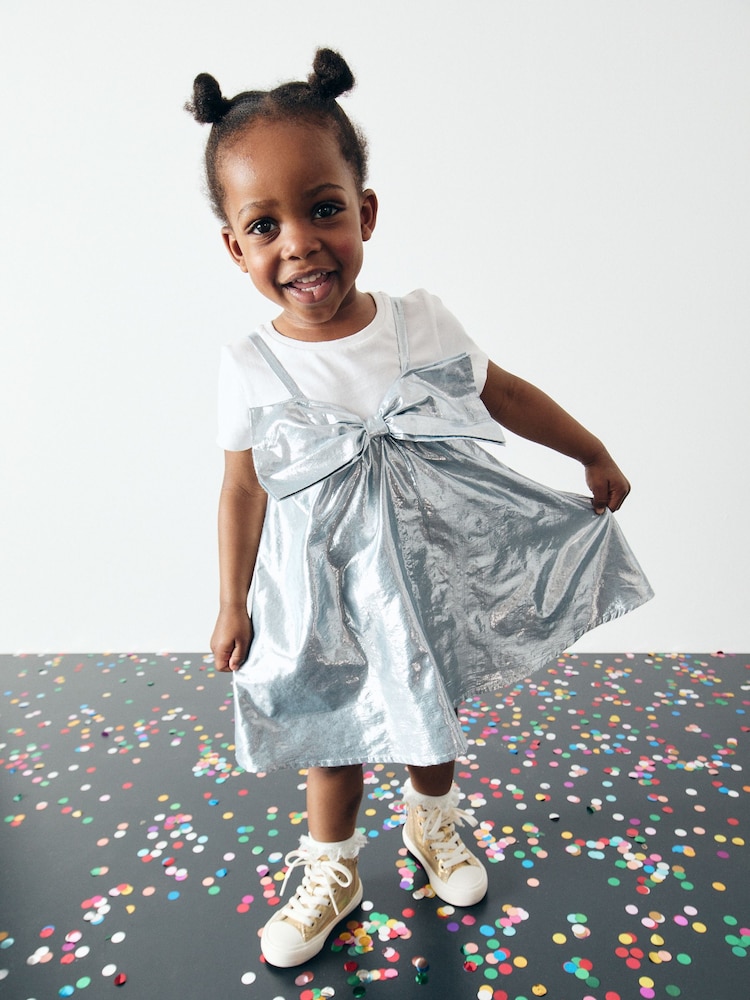 Blue Party Bow Dress And T-Shirt Set (3mths-8yrs) - Image 1 of 4