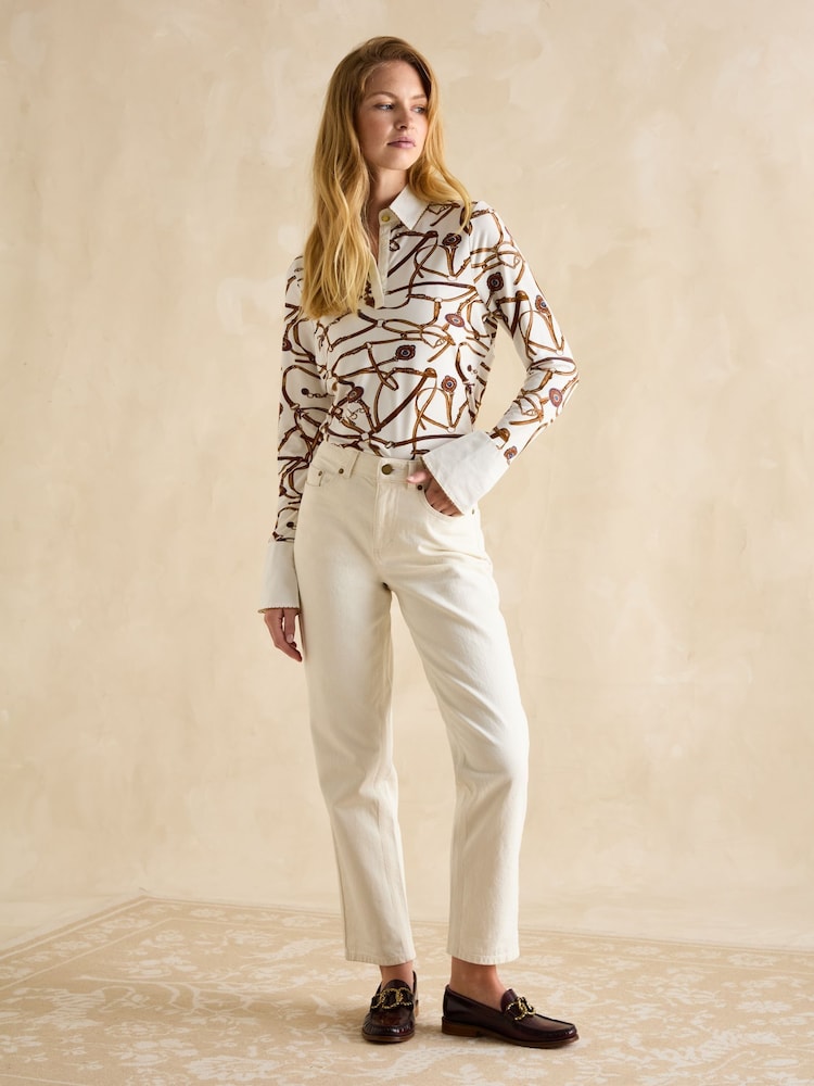 Joules Cordelia Cream Long Sleeve Top - Image 3 of 6