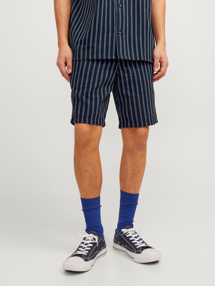 JACK & JONES Blue Seersucker Stripe Summer Shorts - Image 1 of 8