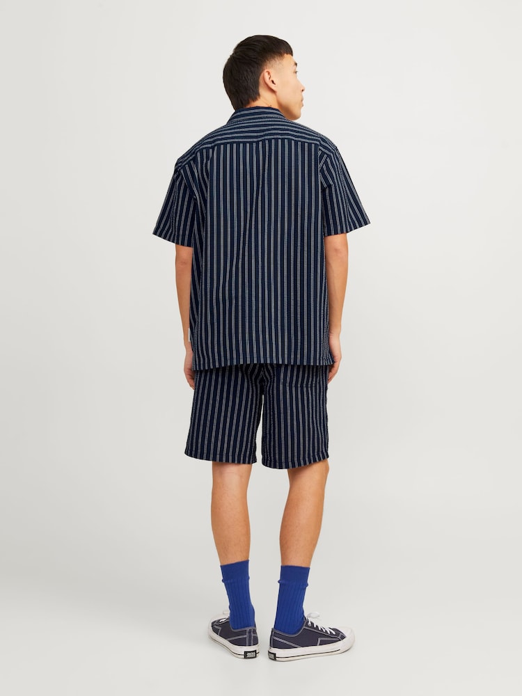 JACK & JONES Blue Seersucker Stripe Summer Shorts - Image 2 of 8