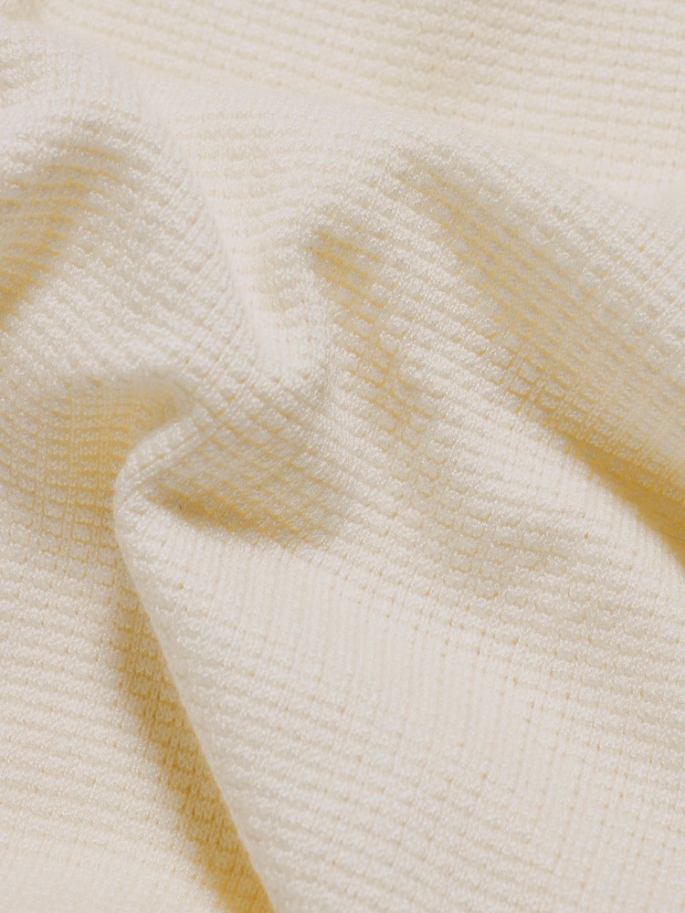 Tailored Athlete Cream Muscle Fit Square Textured Knitted Open Collar Polo Shirt - Image 7 of 7 Tailored Athlete Cream Muscle Fit Square Textured Knitted Open Collar Polo Shirt - Image 7 of 7