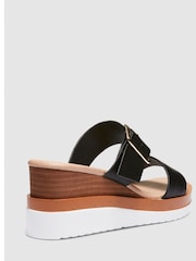 Novo Black Bridgette Double Strap Wedge Mule Sandals - Image 3 of 4