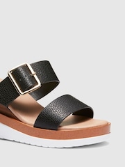 Novo Black Bridgette Double Strap Wedge Mule Sandals - Image 4 of 4