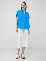 French Connection Sky Blue Crepe Light Sleeveless Popover Shirt - Image 1 of 4