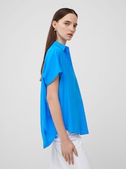 French Connection Sky Blue Crepe Light Sleeveless Popover Shirt - Image 3 of 4