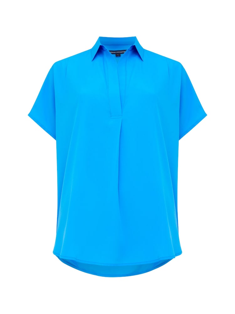 French Connection Sky Blue Crepe Light Sleeveless Popover Shirt - Image 4 of 4