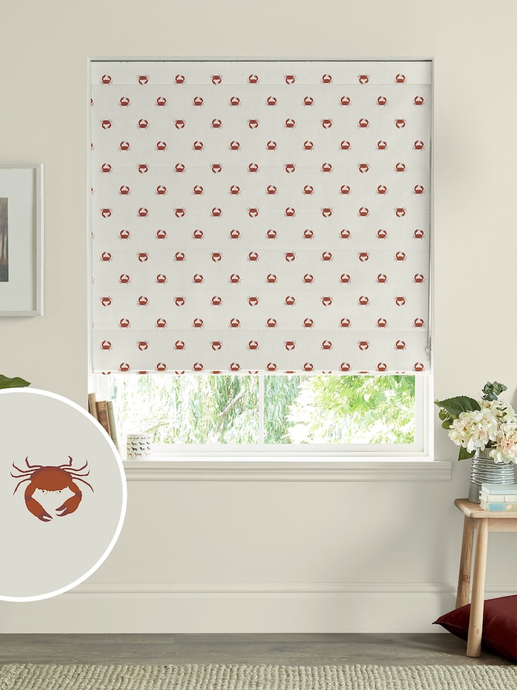 Sophie Allport White Crab Made to Measure 100% Cotton Roman Blinds - Image 1 of 6