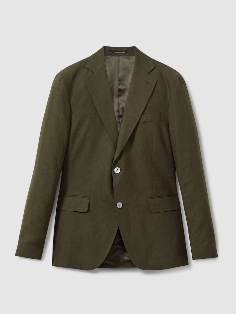 Oscar Jacobson Linen Double Breasted Blazer - Image 2 of 7