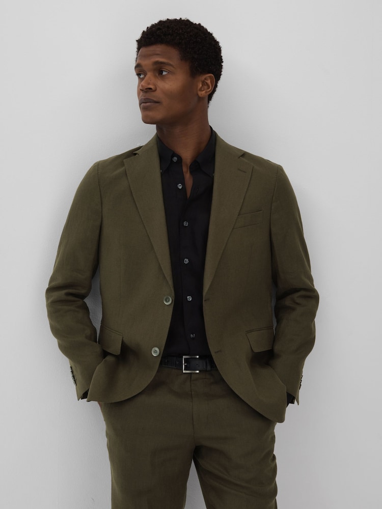 Oscar Jacobson Linen Double Breasted Blazer - Image 3 of 7