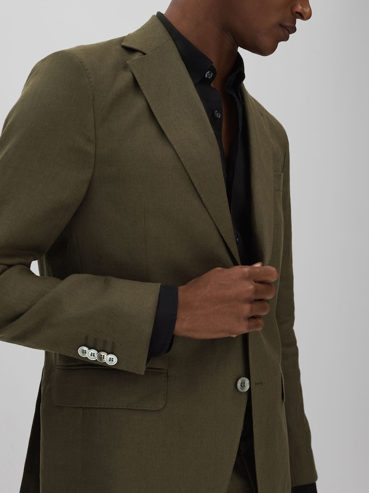 Oscar Jacobson Linen Double Breasted Blazer - Image 4 of 7