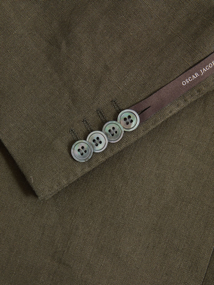 Oscar Jacobson Linen Double Breasted Blazer - Image 6 of 7