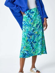 Roman Green Tropical Floral Stretch Panel Skirt - Image 4 of 5