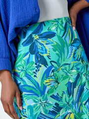Roman Green Tropical Floral Stretch Panel Skirt - Image 5 of 5
