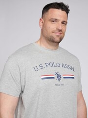 U.S. Polo Assn. Grey Mens Big & Tall Stripe Rider 100% Cotton T-Shirt - Image 2 of 6