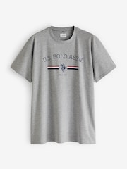 U.S. Polo Assn. Grey Mens Big & Tall Stripe Rider 100% Cotton T-Shirt - Image 6 of 6