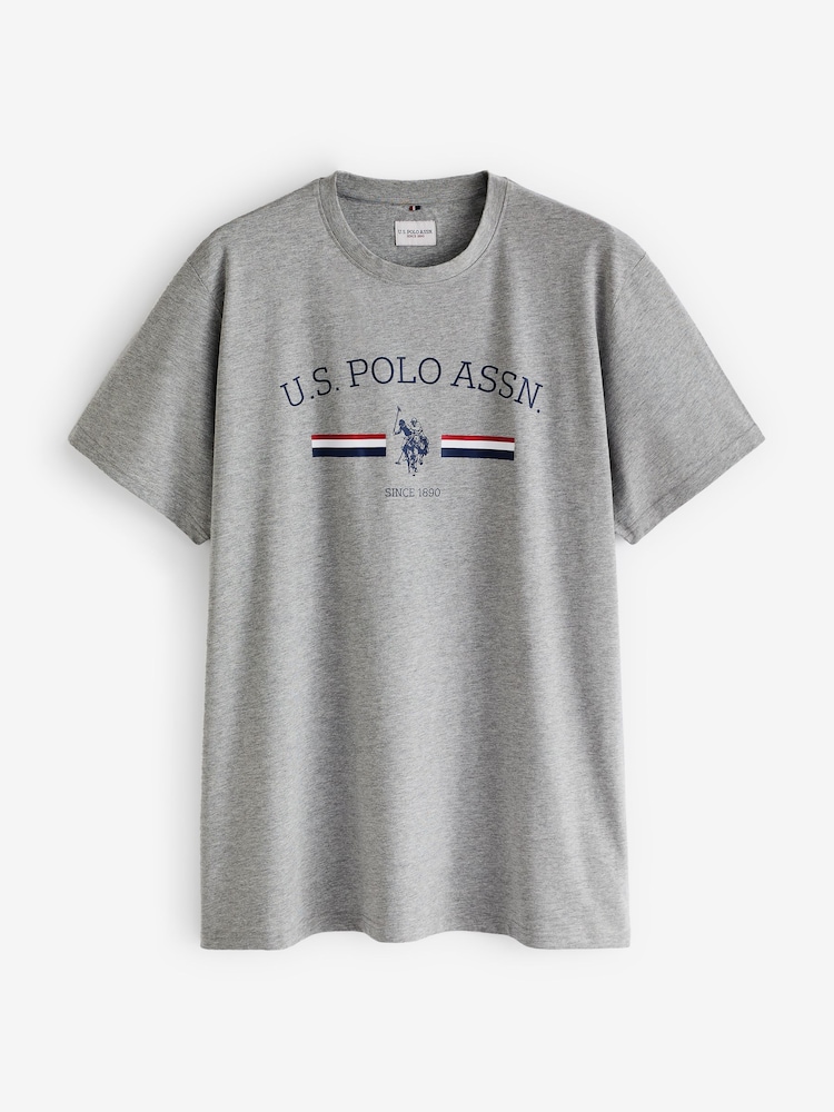 U.S. Polo Assn. Grey Mens Big & Tall Stripe Rider 100% Cotton T-Shirt - Image 6 of 6