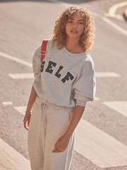self. Grey Crew Neck Sweat Top - Image 1 of 1