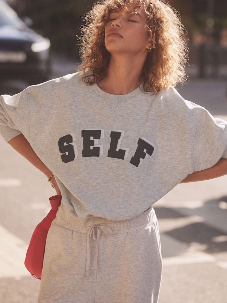 self. Grey Crew Neck Sweat Top - Image 2 of 8
