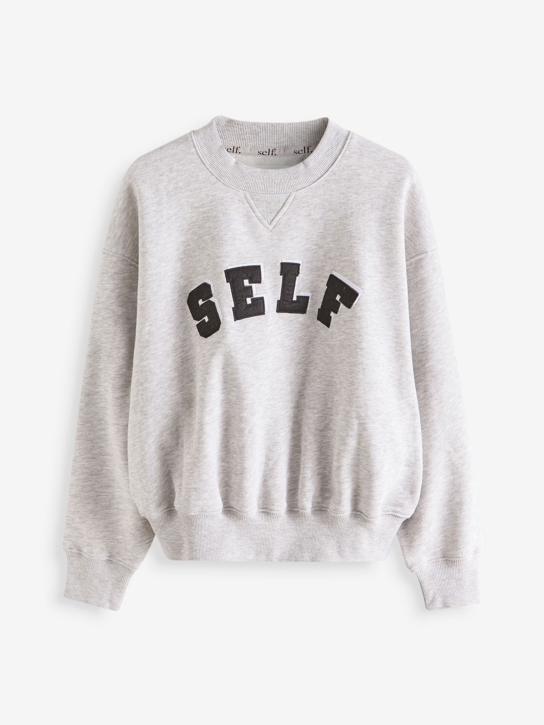 self. Grey Crew Neck Sweat Sweat Top