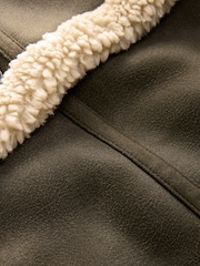 Khaki Green Borg Lined Reversible Aviator Teddy Jacket - Image 13 of 13