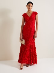 Phase Eight Red Charlene Ruffle Maxi Dress - Image 1 of 7