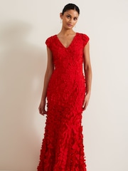 Phase Eight Red Charlene Ruffle Maxi Dress - Image 3 of 7