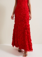Phase Eight Red Charlene Ruffle Maxi Dress - Image 6 of 7
