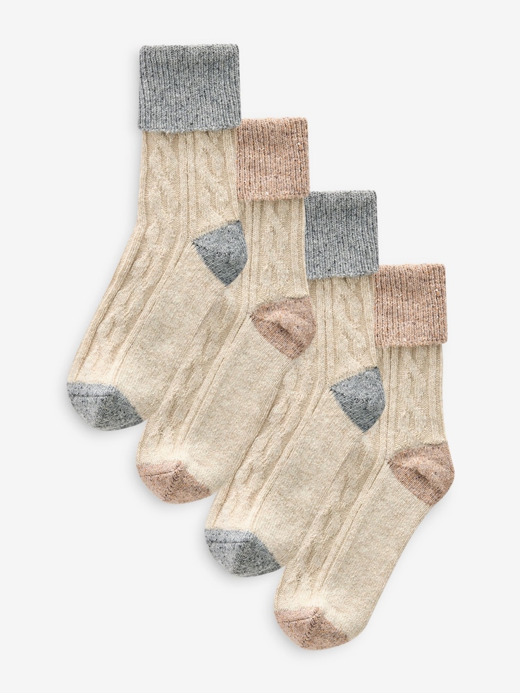 Avena/Neutros - Pack de 4 pares de calcetines tobilleros de mezcla de lana térmica con seda - Imagen 1 de 3 Avena/Neutros - Pack de 4 pares de calcetines tobilleros de mezcla de lana térmica con seda - Imagen 1 de 3