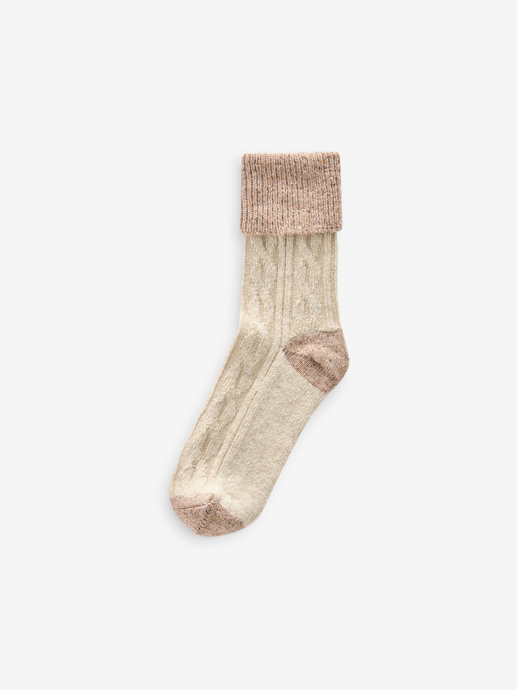 Oatmeal/Neutrals Thermal Wool Blend Ankle Socks With Silk 4 Pack - Image 2 of 3
