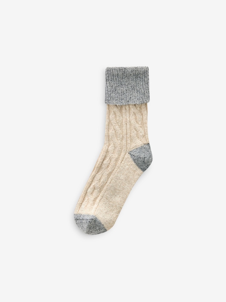 Oatmeal/Neutrals Thermal Wool Blend Ankle Socks With Silk 4 Pack - Image 3 of 3