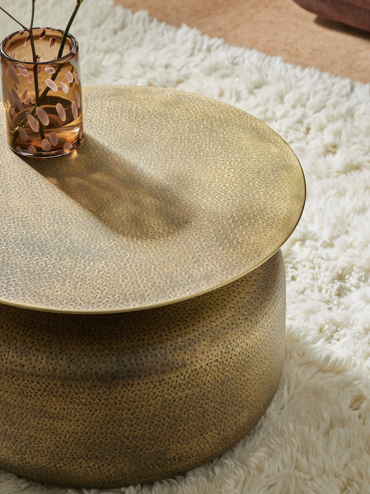 MADE.COM Hammered Brass Zuri Metal Coffee Table - Image 2 of 5