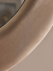 Champagne Gold Large Round Velvet Wall Mirror - Image 2 of 5