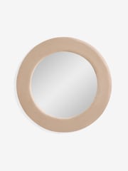Champagne Gold Large Round Velvet Wall Mirror - Image 3 of 5
