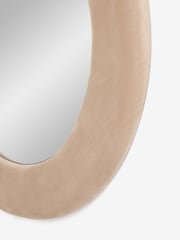 Champagne Gold Large Round Velvet Wall Mirror - Image 4 of 5