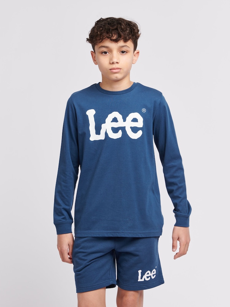 Lee Blue Sky Boys 100% Cotton Wobbly Graphic Long Sleeve T-Shirt - Image 1 of 5