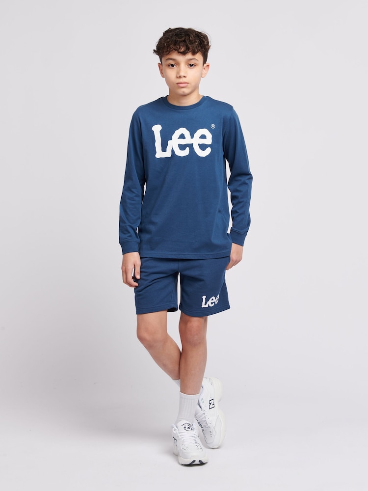 כחול שמיים - Lee Boys 100% Cotton Wobbly Graphic Long Sleeve T-Shirt - Image 3 of 5